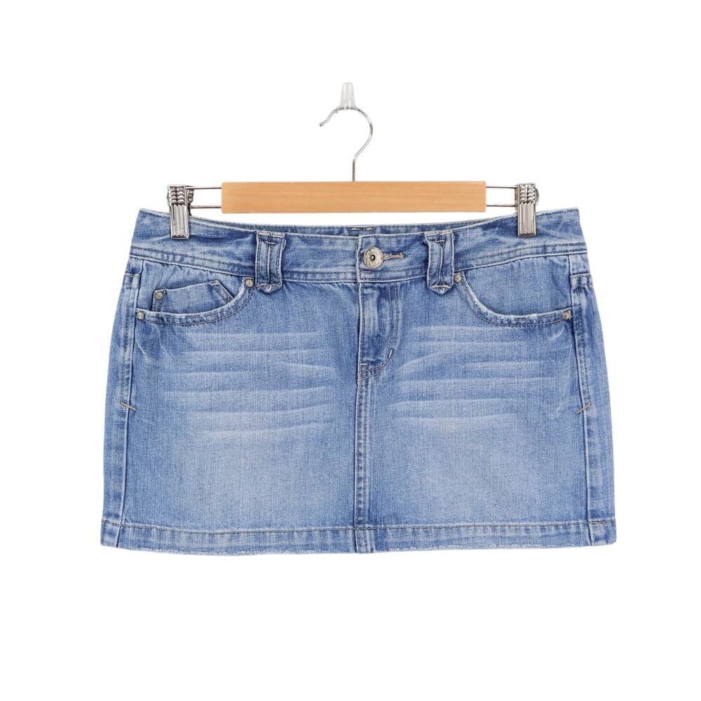 Aeropostale Vintage Y2K Low Rise Micro Mini Denim Skirt Size 7/8 Small